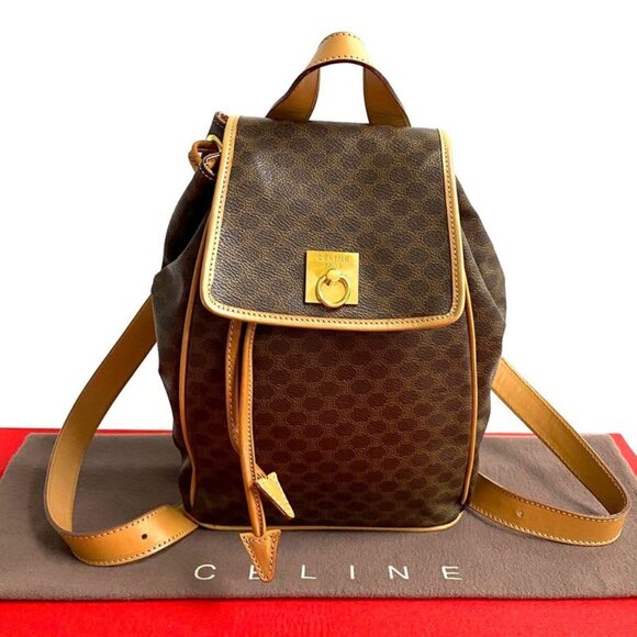 Celine Macadam Blason Triomphe Pattern Logo Ring Hardware Leather Backpack main image 7